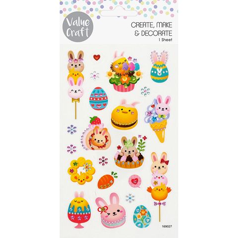 EASTER CRYSTAL STICKERS BUNNY CANDY 1SH