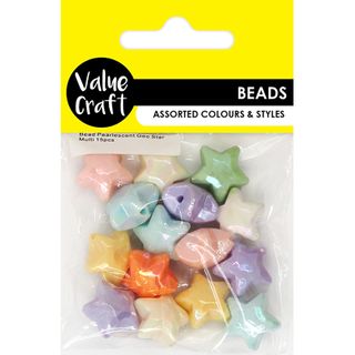 BEAD PEARLESCENT GEO STAR MULTI 15PCS