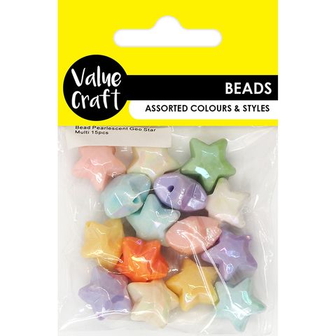 BEAD PEARLESCENT GEO STAR MULTI 15PCS