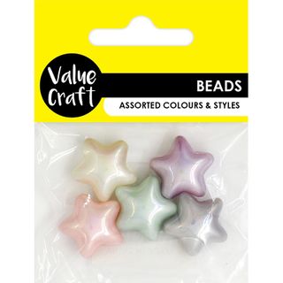 BEAD PEARLESCENT CHUNKY STARS 5PCS