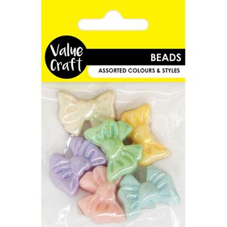 BEAD PEARLESCENT BOWS MULTI 6PCS