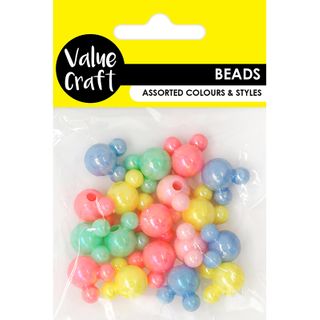 BEAD PEARLESCENT TEDDY BEADS MULTI 18PCS