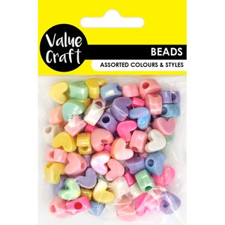 BEAD PLASTIC HEARTS MULTI AB 30G