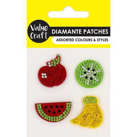 DIAMANTE FELT PATCHES FRUIT 4PCS