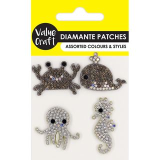 DIAMANTE FELT PATCHES SEA LIFE 4PCS