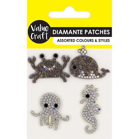 DIAMANTE FELT PATCHES SEA LIFE 4PCS