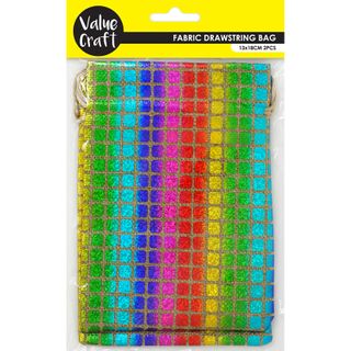 JUTE BAG 18x13CM MULTI DISCO 2PCS