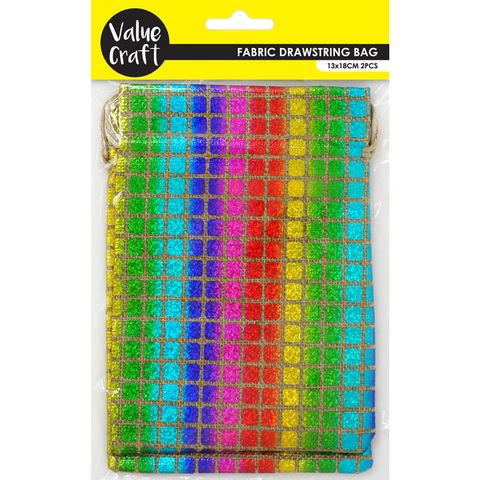 JUTE BAG 18x13CM MULTI DISCO 2PCS