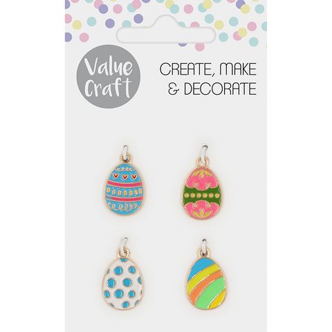 EASTER EGG RESIN METAL CHARMS 4PCS