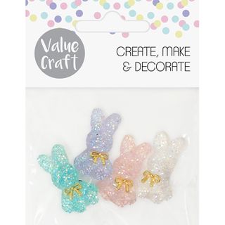 EASTER RESIN GLITTER BUNNY SHAPES 4PCS