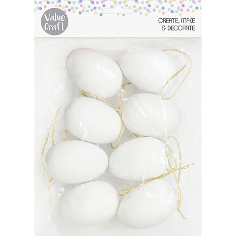 EASTER WHITE HANGING DIY EGGS 8PCS