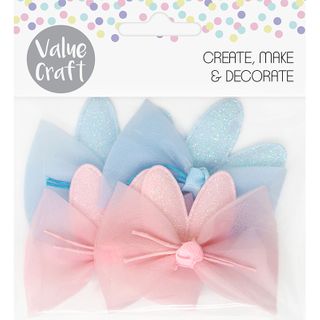 EASTER BUNNY EAR BOWS PINK BLUE 4PCS