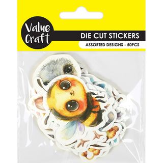 STICKERS DIE CUT CUTE ANIMALS MIX 50PC