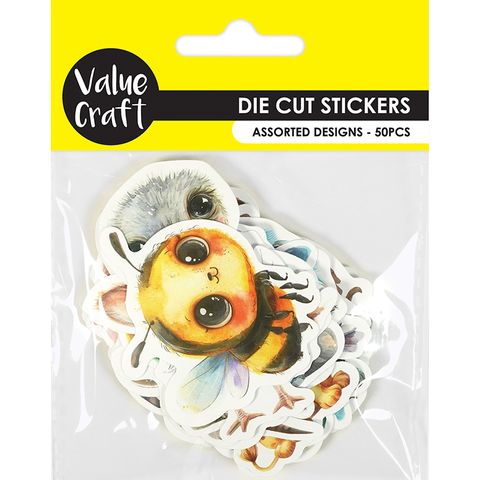 STICKERS DIE CUT CUTE ANIMALS MIX 50PC