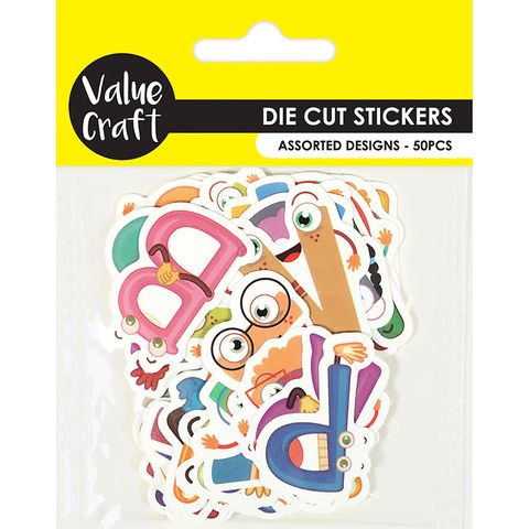 STICKERS DIE CUT ALPHABET MIX 50PC