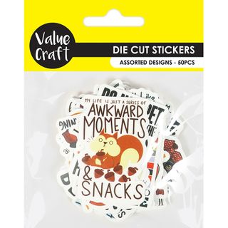 STICKER DIE CUT FUNNY SAYINGS MIX 50PC