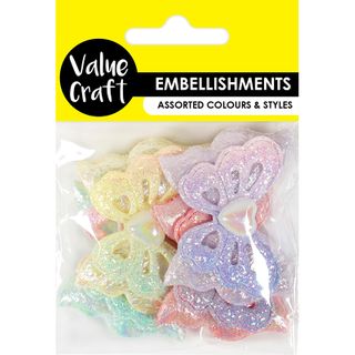 PUFFY BUTTERFLY EMB W HEARTS PASTEL 4PC