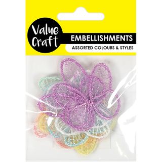ORGANZA LACE BUTTERFLY EMB PASTEL 12PC