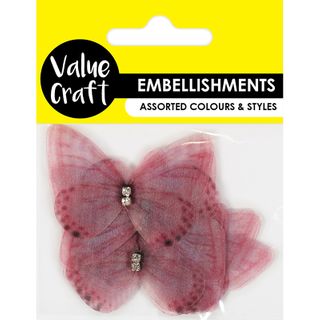 ORGANZA DIAMENTE BUTTERFLY EMB PINK 8PC