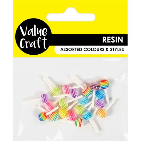 RESIN TINY LOLLYPOP EMBELLISHMENTS 20PC
