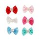 SATIN BOWS WITH HEARTS EMB MULTI 6PC