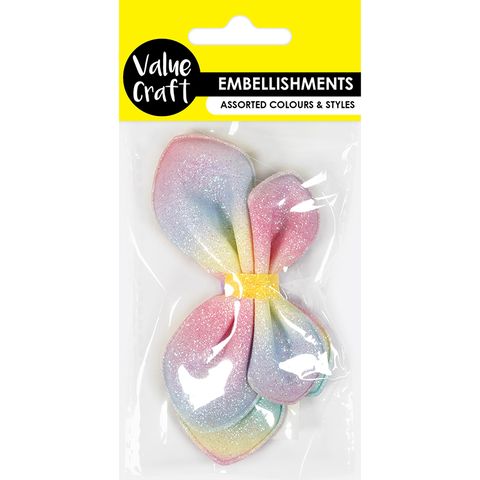 LARGE GLITTER RAINBOW BOWS 2PC
