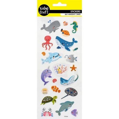 STICKERS GLITTER SEA CREATURES 1SH