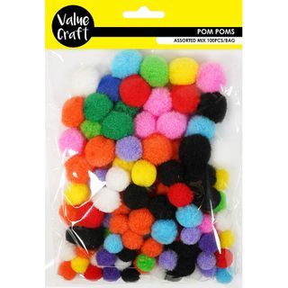 POM POM MULTI MIX 3 SIZES 100PC