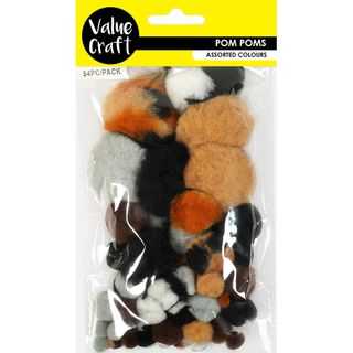 POM POM ANIMAL MIX ASST SIZES 54PC