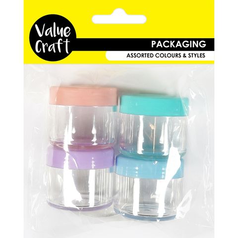 CONTAINER MINI JARS 3.7CM PASTEL 4PC