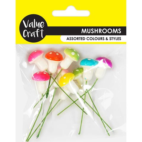 CRAFT MUSHROOMS W STEMS MULTI 10PC