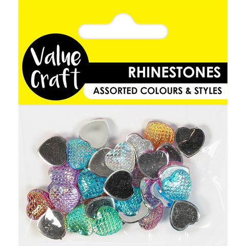 RHINESTONES HEARTS AB MULTI 36PC