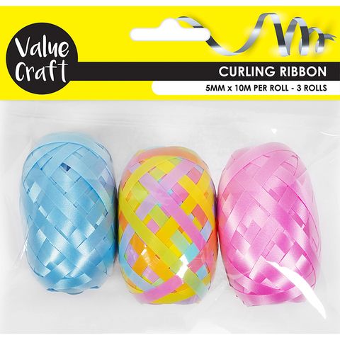 CURLING RIBBON PASTEL RAINBOW 10M 3PCS