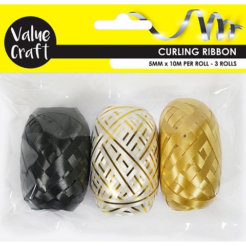 CURLING RIBBON METALLIC MIX 10M 3PCS