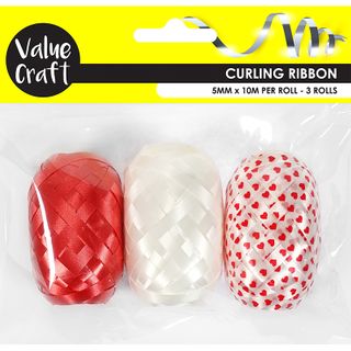 CURLING RIBBON HEART MIX 10M 3PCS