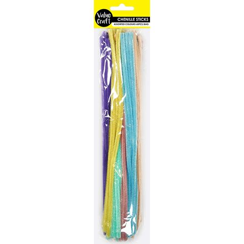 Chenille Sticks 6mm Lolly Mix 60pc