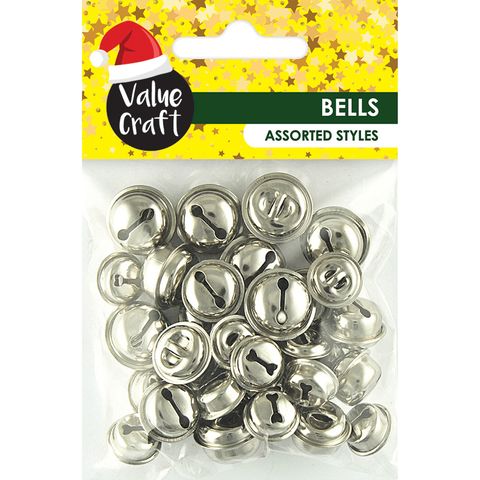 XMAS SLEIGH BELLS SILVER 35PC