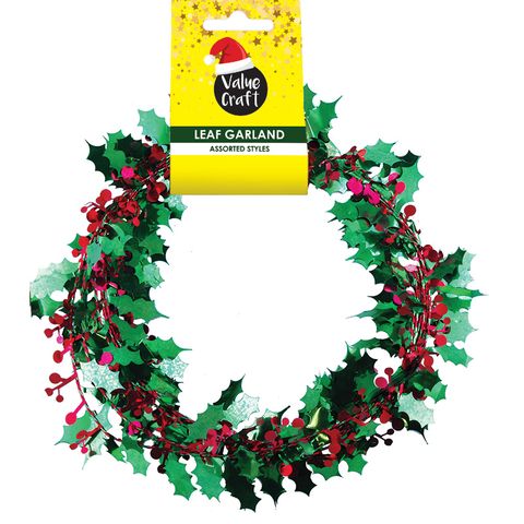 XMAS GARLANDS HOLLY W  BERRIES 3M