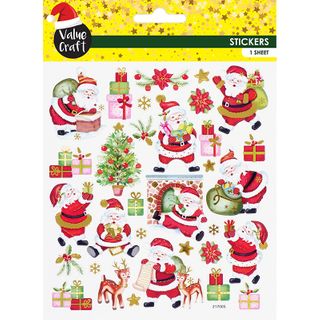 XMAS COLOUR STICKERS SANTA 1 SHT