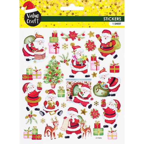 XMAS COLOUR STICKERS SANTA 1 SHT