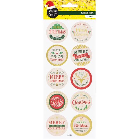 XMAS STICKERS CHRISTMAS WORDS 1SHT