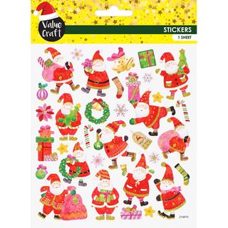 Xmas Colour Stcker Glit Santa-Candy 1Sh