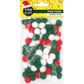 XMAS POM POM TRAD RED GREEN WHITE 100PC