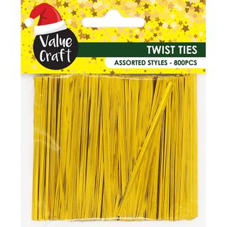 XMAS TWIST TIES 8CM GOLD 800PCS