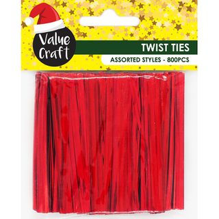 XMAS TWIST TIES 8CM RED 800PCS