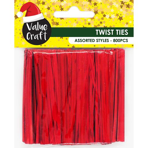XMAS TWIST TIES 8CM RED 800PCS
