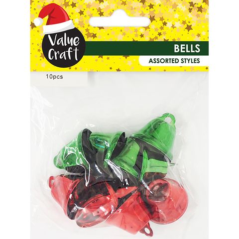 XMAS TRUE BELLS RED   GREEN 2.5CM 10PC