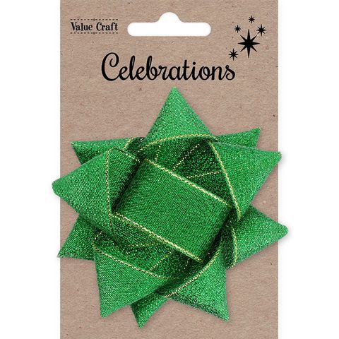 Xmas Bow 9.5Cm Grn Metallic 1Pc