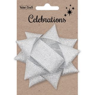 Xmas Bow 9.5Cm Silver Metallic 1Pc