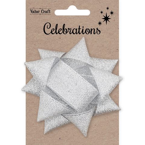 Xmas Bow 9.5Cm Silver Metallic 1Pc